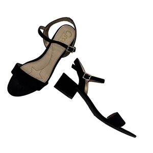 Sam Edelman Circus Black Ibis Open Toe size 8 Sandal Heels, suede like buckle
